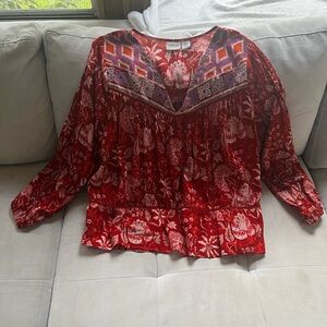 Rachel Zoe Red Floral Women's Top